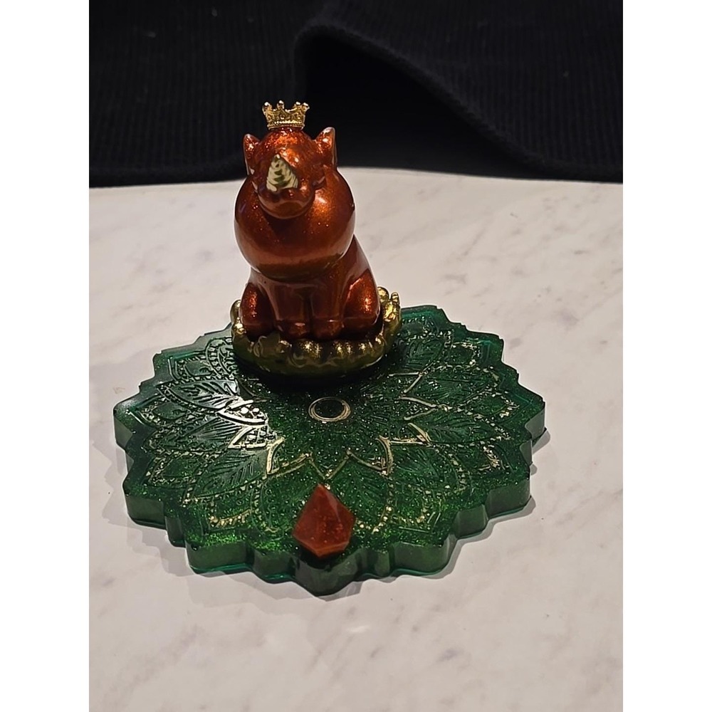 Handmade Resin Cell Phone Holder Orange Gold‎ Green Unicorn  738